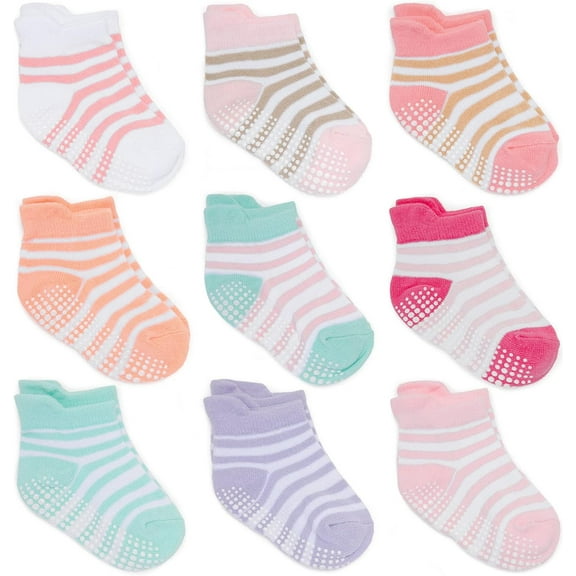 Baby Non Slip Grip Ankle Socks with Non Skid Soles for Infants Toddlers Kids Boys Girls