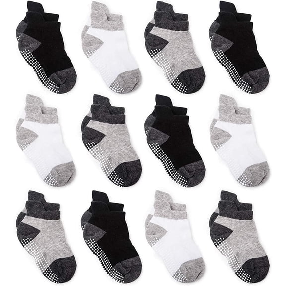 Baby Non Slip Grip Ankle Socks with Non Skid Soles for Infants Toddlers Kids Boys Girls