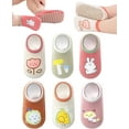 thumbnail image 1 of Baby Non-skid Grip Socks Toddler Socks Anti Skid Slipper Crew Socks for Girls Boys Infant Newborn 6 Pairs, 1 of 7