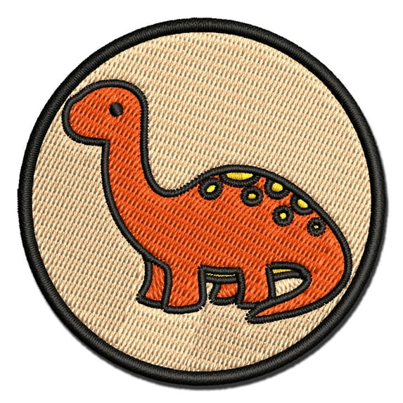 Baby Nursery Brontosaurus Dinosaur Applique Multi-Color Embroidered Iron-On Patch - 3.5 Inch Large