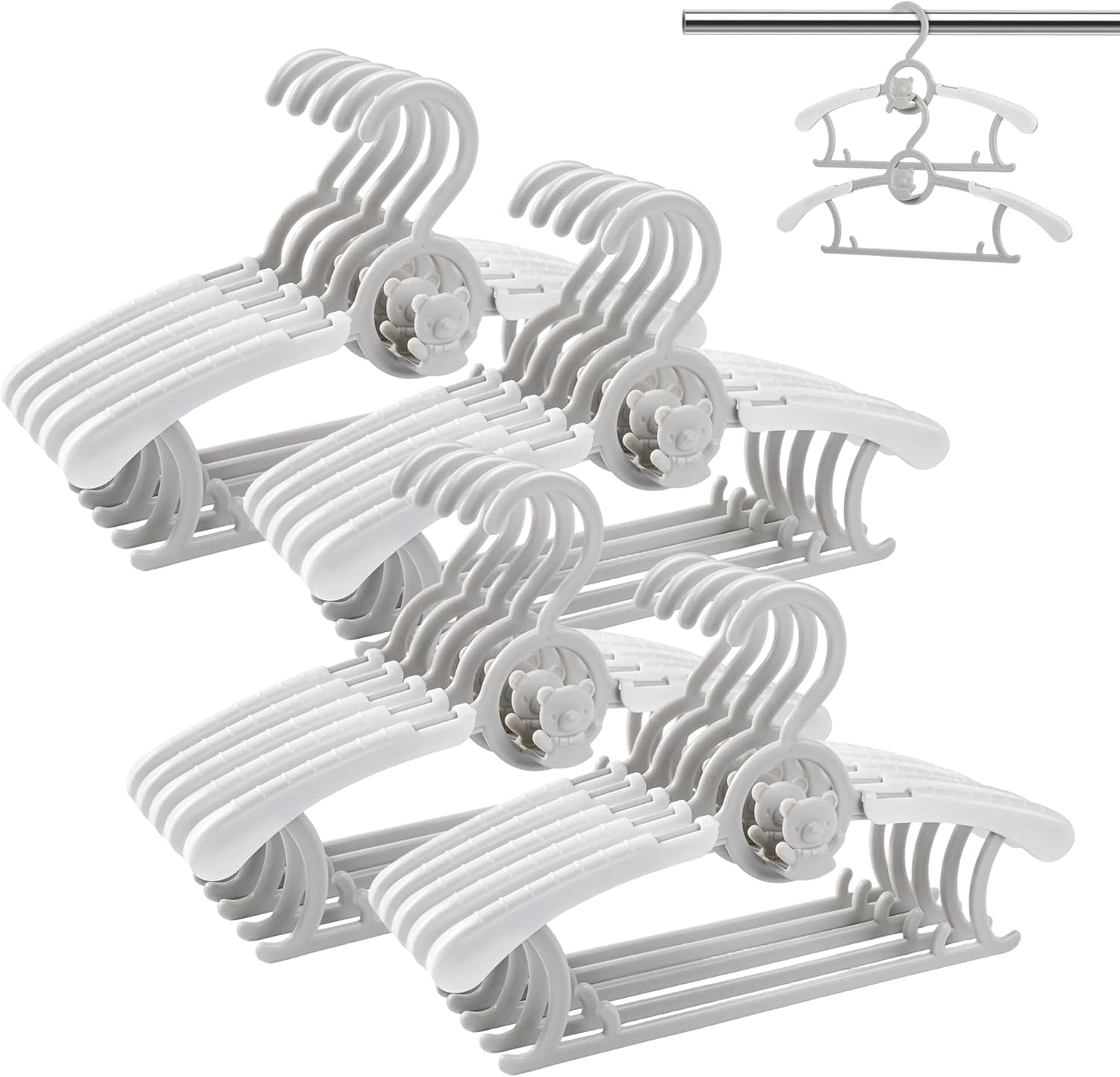 Baby Nursery Closet Hangers, Ultra Thin Non-Slip and Extendable Laundry Infant Pant Hanger for Newborn Clothes - 20pcs Grey Gift - Adjustable Children Coat Hanger for Girl Boy Toddler Kids Child