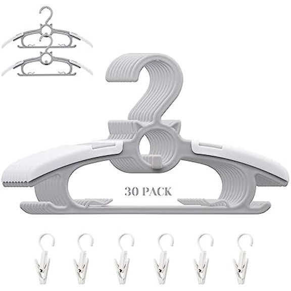 Baby Nursery Closet Hangers, Ultra Thin Non-Slip and Extendable Laundry Infant Pant Hanger for Newborn Clothes 30pcs11“-14‘’ Adjustable Children Coat Hanger for Girl Boy Toddler Kids Child