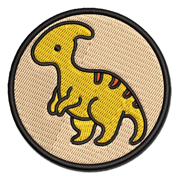 Baby Nursery Parasaurolophus Dinosaur Applique Multi-Color Embroidered Iron-On Patch - 3 Inch Medium