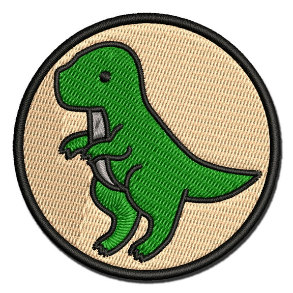 Baby Nursery T-Rex Dinosaur Applique Multi-Color Embroidered Iron-On Patch - 2.0 Inch Mini
