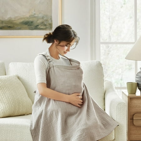 Tina's Home Baby Nursing Cover for Breastfeeding and Car Seat, 100% Cotton, Beige