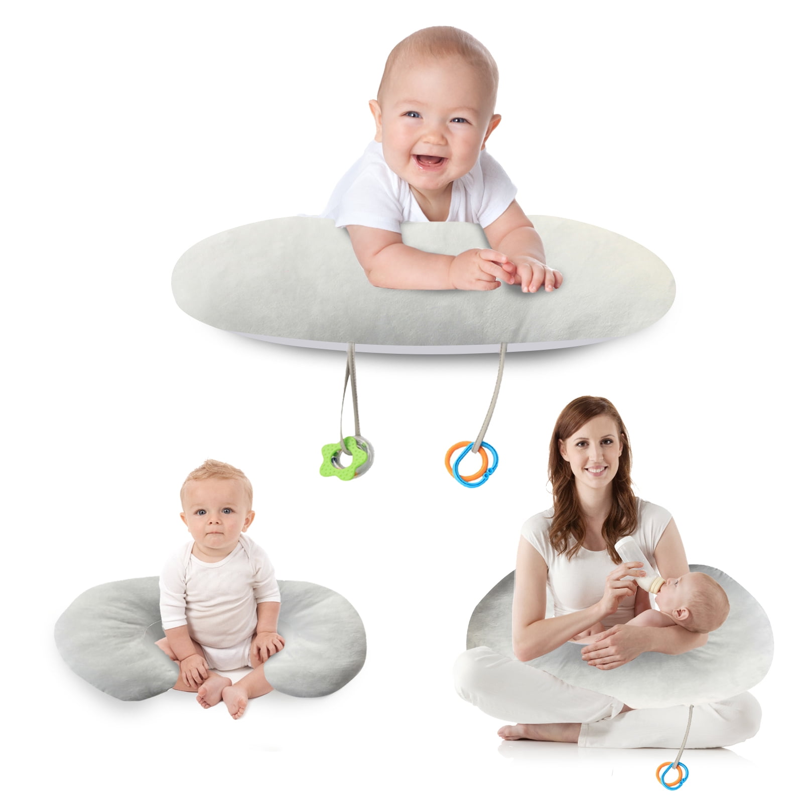 IFOYO Baby Nursing Pillows for Breastfeeding, Multifunctional Ultra Soft Minky Nursing Pillow for Baby Boys and Girls, Baby Feeding Support Pillow for Newborn (Gery)