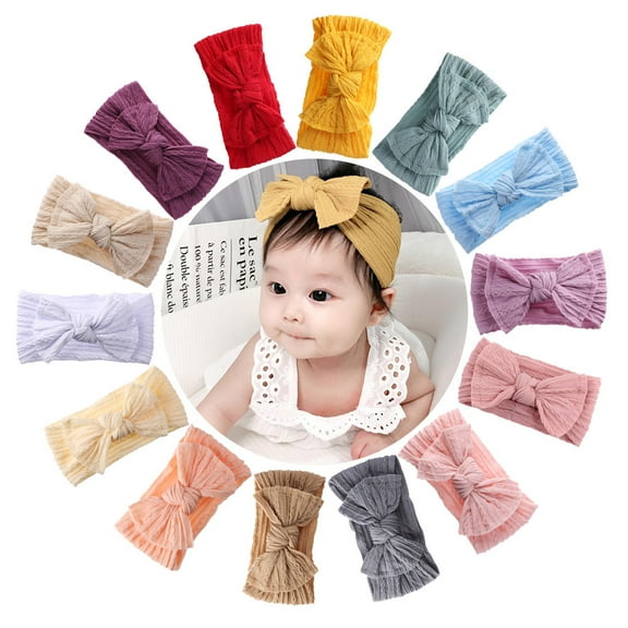 Baby Nylon Headbands Hair Bows Elastics Handmade Hair Accessories for Baby Girls Babies Newborn Infant Toddler 0-3 0-6 6-12 Months