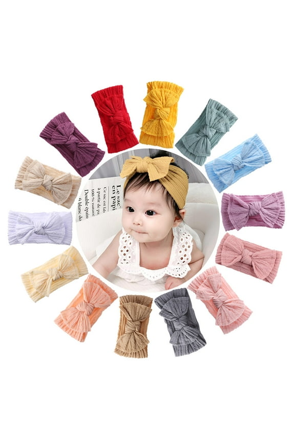 Baby Nylon Headbands Hair Bows Elastics Handmade Hair Accessories for Baby Girls Babies Newborn Infant Toddler 0-3 0-6 6-12 Months