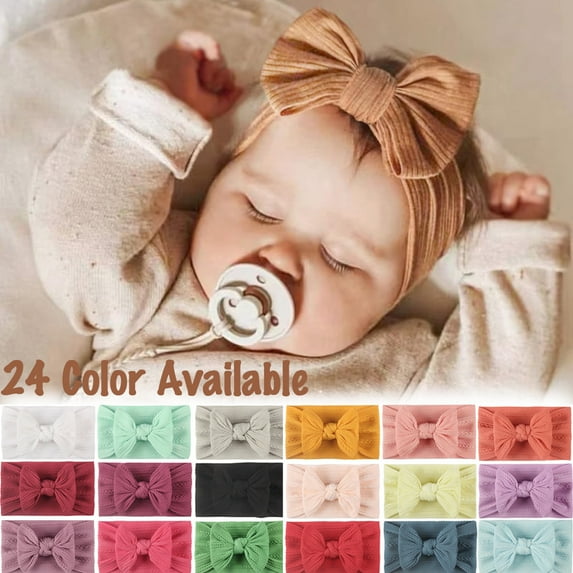 Baby Nylon Headbands Hair Bows Elastics Handmade Hair Accessories for Baby Girls Babies Newborn Infant Toddler 0-3 0-6 6-12 Months