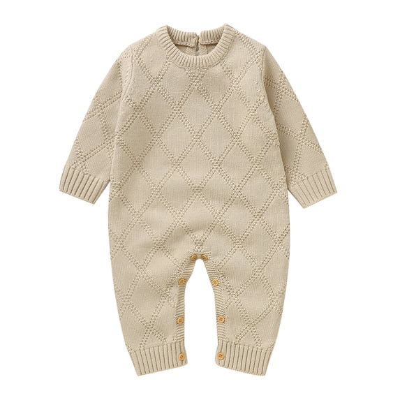 Baby O-Neck Knit Romper Cotton Long Sleeve Boys Girls Sweater Clothes Baby Jumpsuit Holiday Toddler Daily Wear