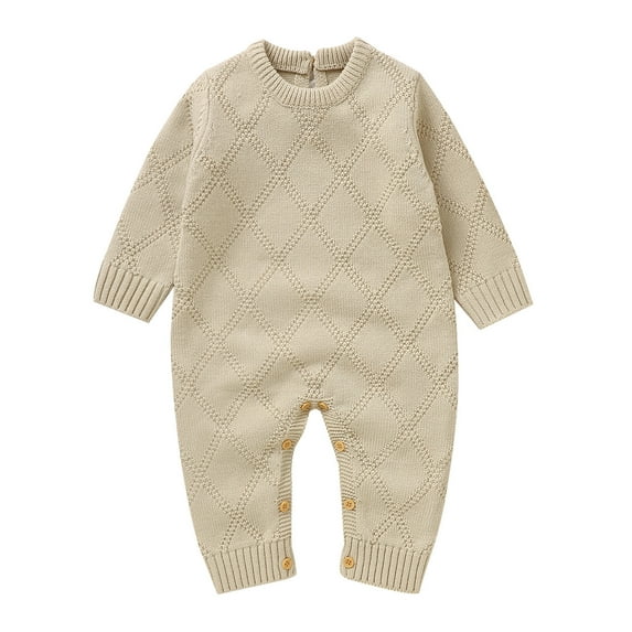 Baby O-Neck Knit Romper Cotton Long Sleeve Boys Girls Sweater Clothes Baby Jumpsuit Holiday Toddler Versatile