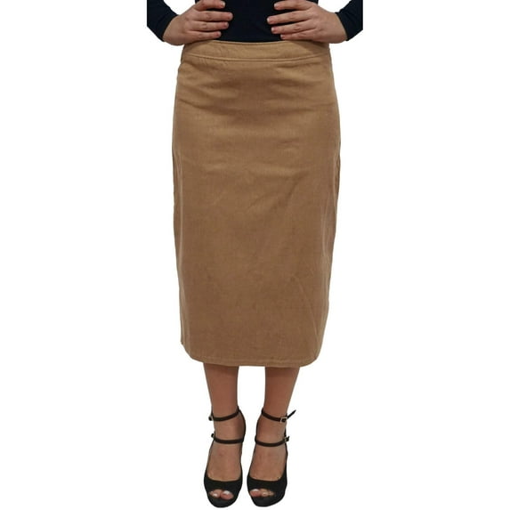 Baby'O Women's Basic Lightweight Below the Knee Midi Length Corduroy Straight Skirt