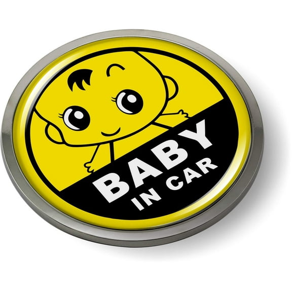 Baby ON Board 3D Domed Emblem Badge Car Sticker Chrome Round Bezel