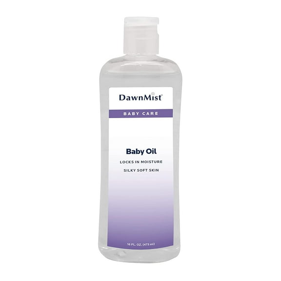 Dukal Dawn Mist Baby Oil with Dispensing Cap, 16 oz. Bottle (Pack of 1) Hypoallergenic, Moisturizing Baby Skin Care, Gentle and Non-Irritating Formula