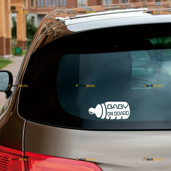 Baby On Board Bottle Warning Car Windows Sticker Decal Vinyl - 2 Pack White 6" - For Car Truck Van Bumper No Background Die-cut
