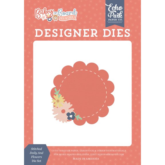 Baby On Board - Girl: Stitched Doily And Flowers Medium Die Set