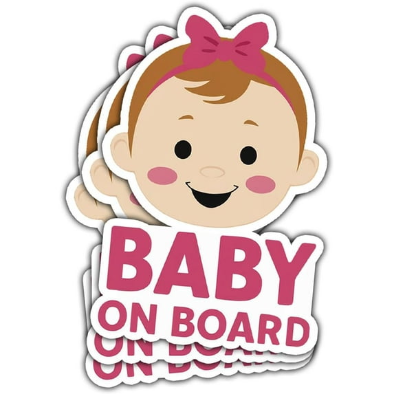 Baby Onboard Sticker for Cars, Baby On Board Yellow Signs for Car, Baby Car Sticker, Cute Babe On Board Sticker, Sticker Waterproof for Water Bottle, Truck, Car, Helmet Decal 5" (BBOB 2)