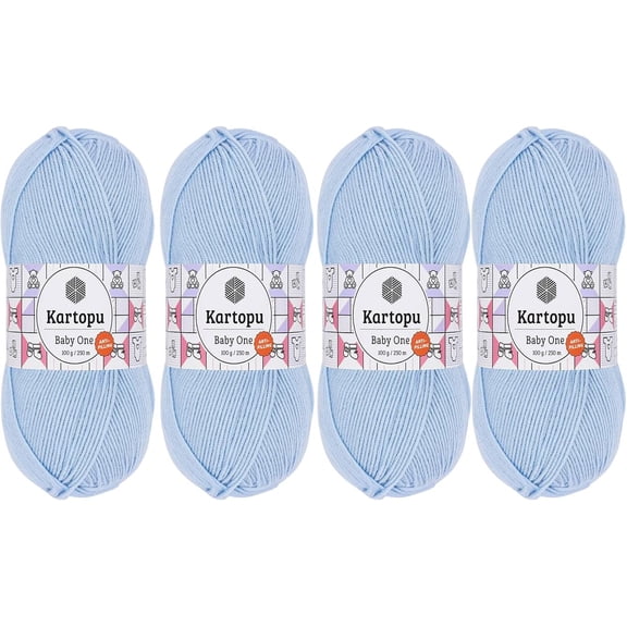 Baby One,Baby Knitting Yarn,(4Pack),Anti-Pilling (Low-Pilling)Featured,Each Skein/Ball 100 g (3.5 oz) (Baby Blue 544)BABY BLUE 544-