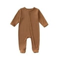 thumbnail image 1 of Baby One Piece Romper Soft Cotton Sleepwear Footed Jumpsuit for 0-12 Month Infant Coffee 12-18 Months, 1 of 7
