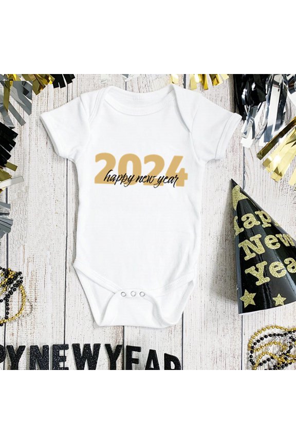 Baby Onesie Happy New Year Romper My First Years Outfit Baby Romper Gold 6-9 Months