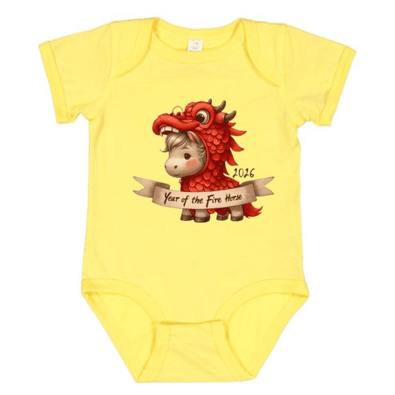 Baby Onesie Hub 2026 Year of the Fire Horse Cute Girls or Boys Baby Bodysuit Baby Gift