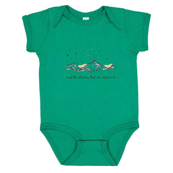Baby Onesie Hub Dreams Answered Mountain Baby Bodysuit, Pregnancy Announcement, Boys or Girls Baby Gift