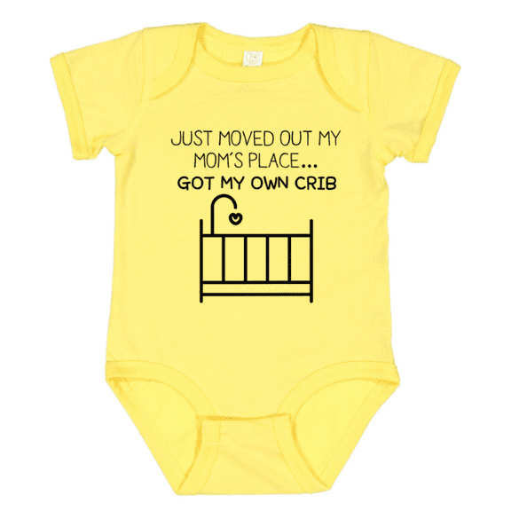 Baby Onesie Hub Girls or Boys Baby Bodysuit Moved Out Mom’s Place, Got My Own Crib Newborn Onesie Baby Gift