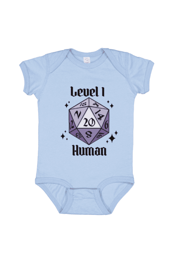 Level 1 Human Cute D20 Dice RPG Graphic Girls or Boys Baby Bodysuit Baby Gift