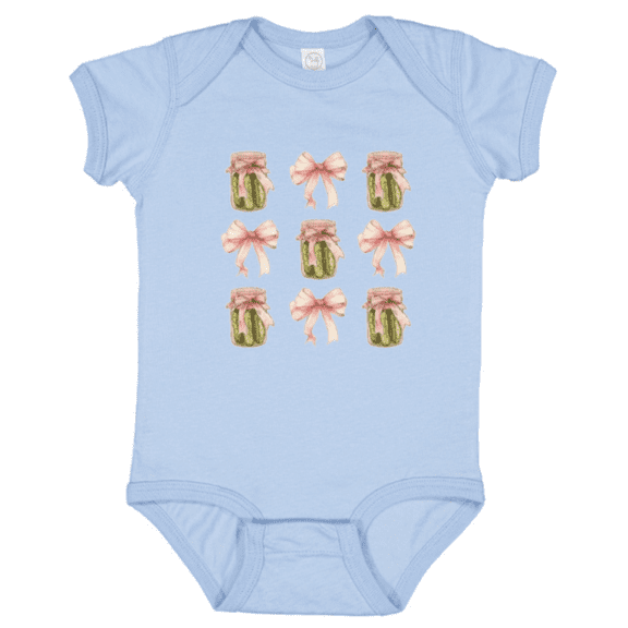 Baby Onesie Hub Pickle Bow Baby Bodysuit, Cute Coquette Pickle Boys and Girls Baby Gift