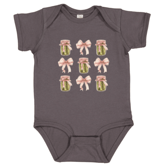 Baby Onesie Hub Pickle Bow Baby Bodysuit, Cute Coquette Pickle Boys and Girls Baby Gift
