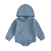Baby Onesie Newborn Boy Girl Hooded Romper Long Sleeve Front Pocket Solid Color Bodysuit Infant Fall Winter Romper