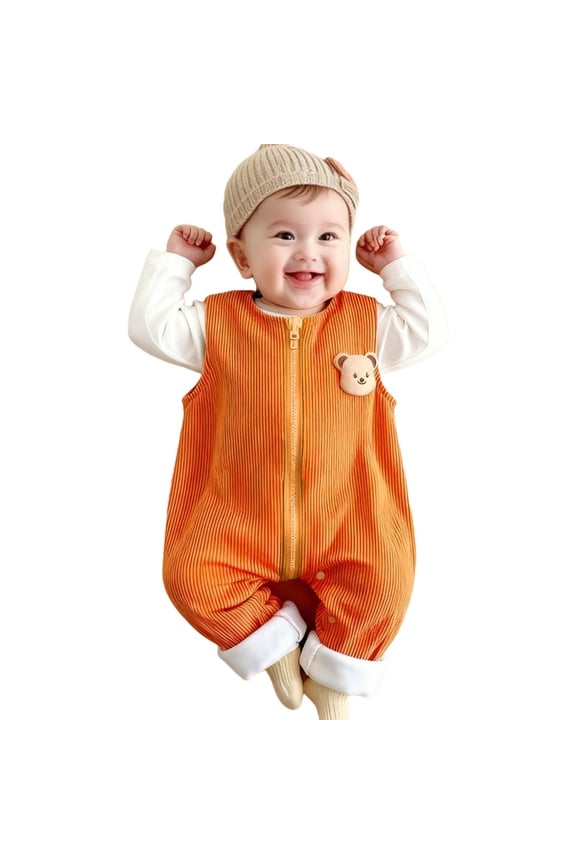 Baby Onesies 0-3T Soft Corduroy Cotton Sleeveless Jumpsuit Romper Front Zip One Piece Playsuit Boys Girls Clothes (2-3 Years, Yellow)