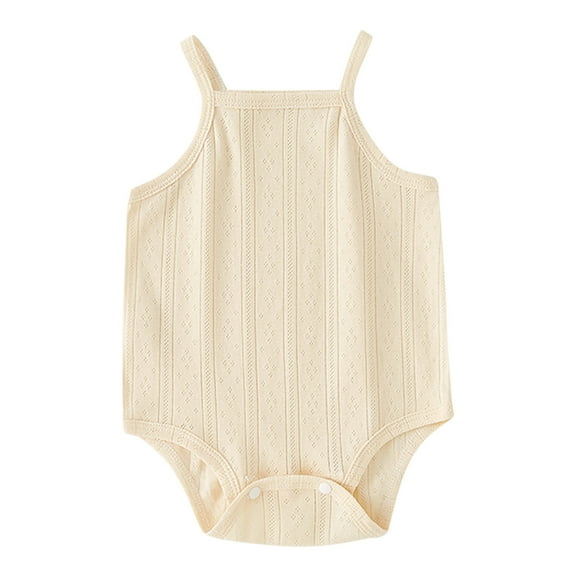 Baby Onesies Baby Boy Bodysuits Soft Girls Sleeveless Solid Jumpsuit Summer Boy Clothes One Piece Romper Beige 9-12 Months