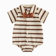 thumbnail image 1 of Baby Onesies Baby Boy Clothes Baby Boy Clothes Turndown Collar Striped Long/Short Sleeve Romper Button Up Jumpsuit Shirt Bodysuit, 1 of 5