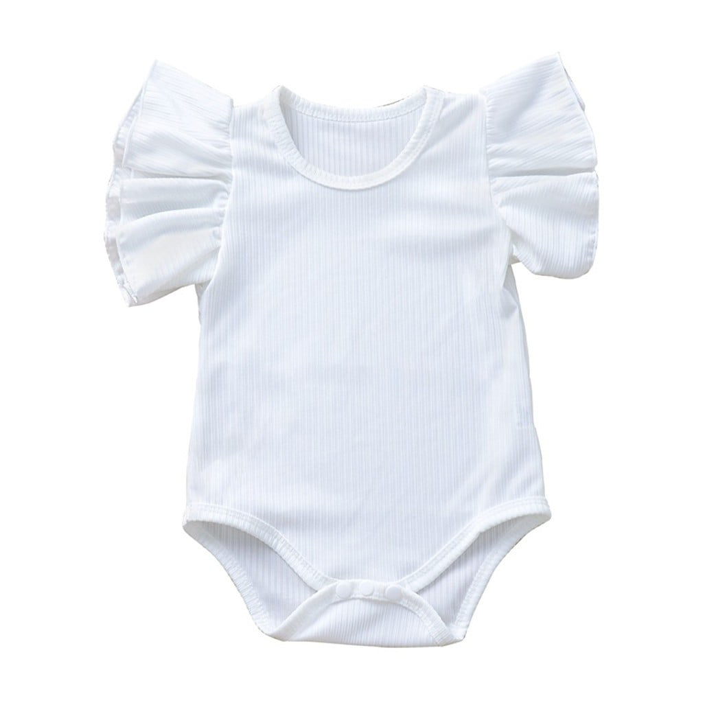 Baby Onesies Baby Boys Girls Solid Ruffle Bodysuit Clothes Outfits New ...