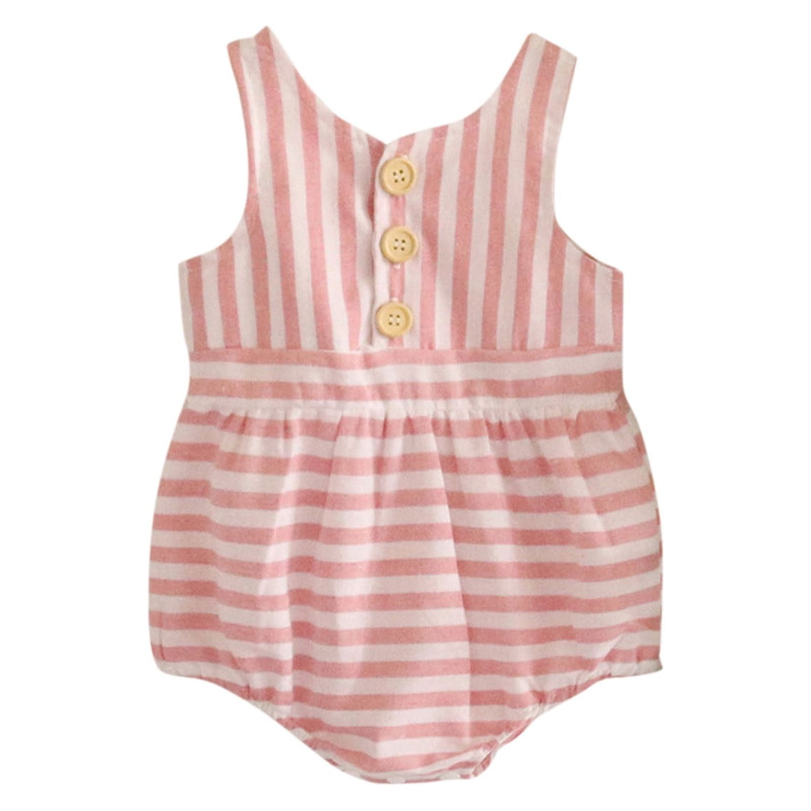 Baby Onesies Baby Clothes Bodysuit Sleeveless Striped Girls Boys Romper Jumpsuit Baby Bodysuit Pink 6 Months-9 Months