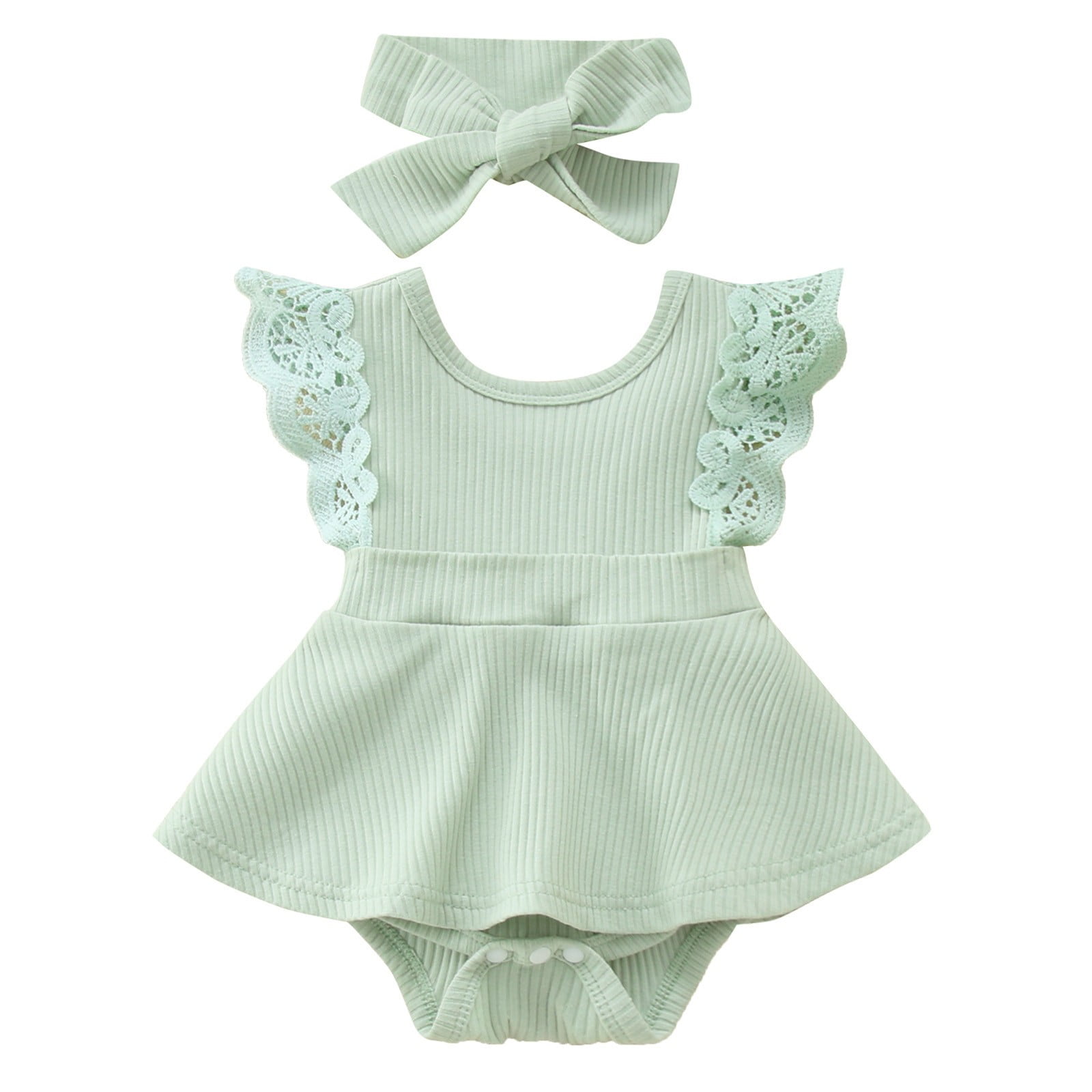 Baby Onesies Bodysuits For Girls Newborn Infant Ribbed Lace Backless ...