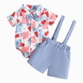 thumbnail image 1 of Baby Onesies Boy Baby Boy Clothes Suits Infant Gentleman Wedding Outfits, Short Sleeve Shirt + Bowtie + Suspender Shorts Set, 1 of 9