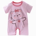 thumbnail image 1 of Baby Onesies Boy Baby Boy Stripe Jumpsuit Fire Truck Excavator Embroidery Short Sleeve Knit Romper, 1 of 7