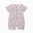 thumbnail image 1 of Baby Onesies Boy Baby Boy Stripe Romper Waffle Knit Short Sleeve Lapel Button Down Jumpsuit Bodysuit Newborn Summer Outfits, 1 of 4