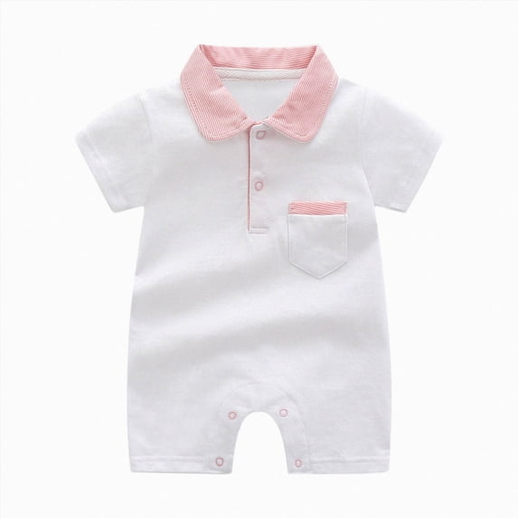 Baby Onesies Boy Baby Boys Polo Romper Short Sleeve Collared Cotton One-Piece Coverall Summer Baby Stuffs outfits