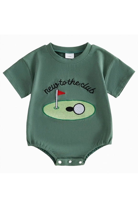 Baby Onesies Boy Baby Girl Boy Clothes Short Sleeve Golf Print Sweatshirt Bubble Romper Bodysuit Cute Summer Outfit