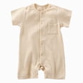 thumbnail image 1 of Baby Onesies Boy Baby Girl Clothes Summer Romper Short Sleeve Knit Button Jumpsuit Infant One Piece Outfit 3 6 9 12 18 Months, 1 of 5