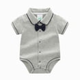 thumbnail image 1 of Baby Onesies Boy Bow Short Sleeve Romper Bodysuit Newborn Banquet Wedding Jumpsuit Clothes, 1 of 9