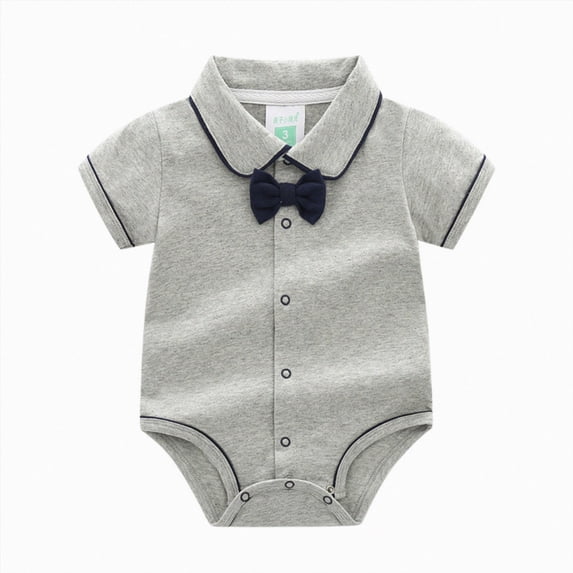 Baby Onesies Boy Bow Short Sleeve Romper Bodysuit Newborn Banquet Wedding Jumpsuit Clothes