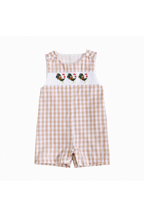 Baby Onesies Boy Cartoon Embroidery Print Sleeveless Romper Jumpsuit Newborn Infant Summer Outfit