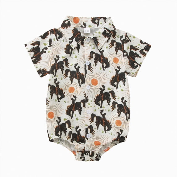 Baby Onesies Boy Infant Baby Boy Print Short Sleeve Romper Bodysuit Summer Casual Newborn Outfit