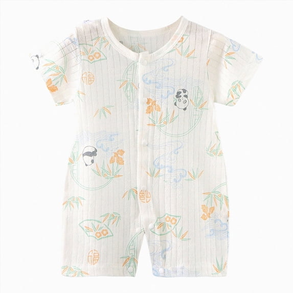 Baby Onesies Boy Short Sleeve Graphic Print Button Climbing Suit Baby Summer Jumpsuit