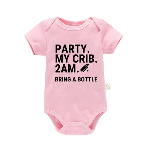 Baby Onesies Boys Girls Short Sleeve Letter Print Bodysuit Clothes Baby Girl Clothes Pink 12 Months-18 Months