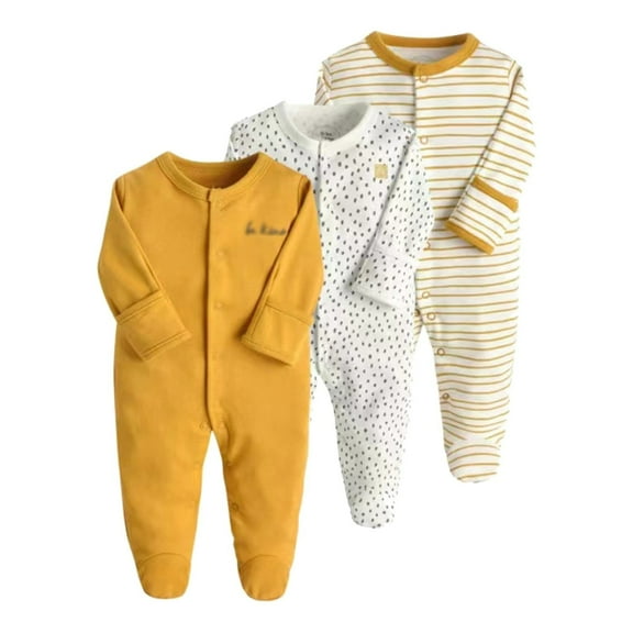 Baby Onesies Children's Spring and Autumn Baby Three Piece Long Sleeved Foot Crawling Suit Pajamas Baby Clothing Toddler Boy Clothes 3-6 Months